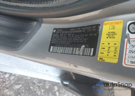 2007 BMW 550I z USA, uszkodzony, nr VIN WBANB53527CP03738